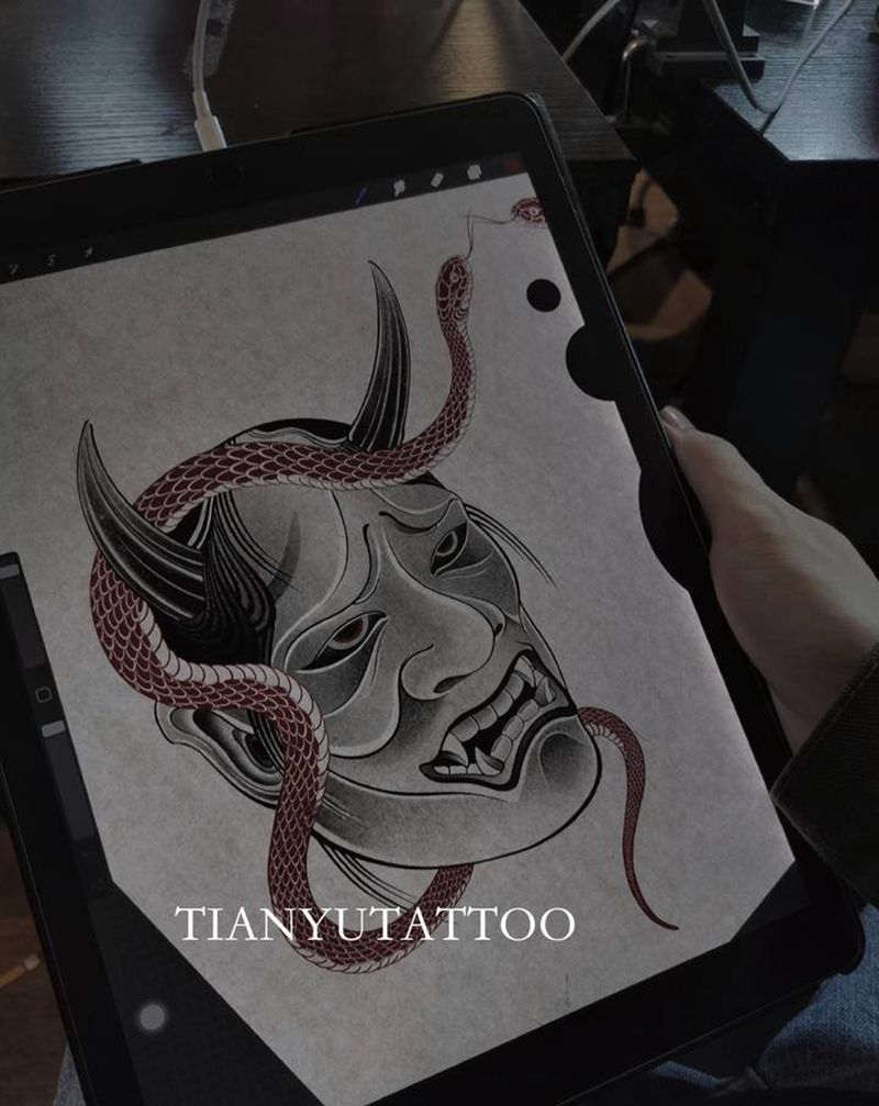 【客稿】般若蛇纹身图片_新传统老传统纹身图案