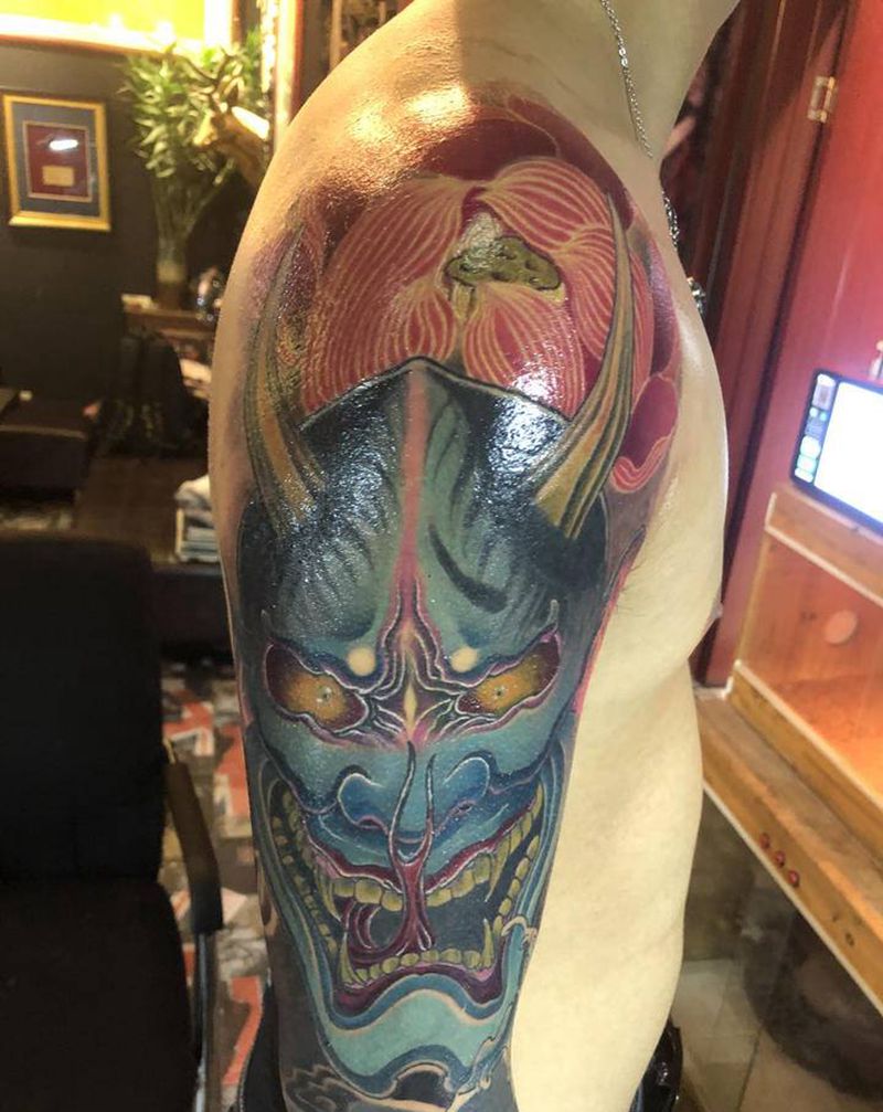 原创般若完成✅纹身图片_手臂腿部新传统老传统纹身图案