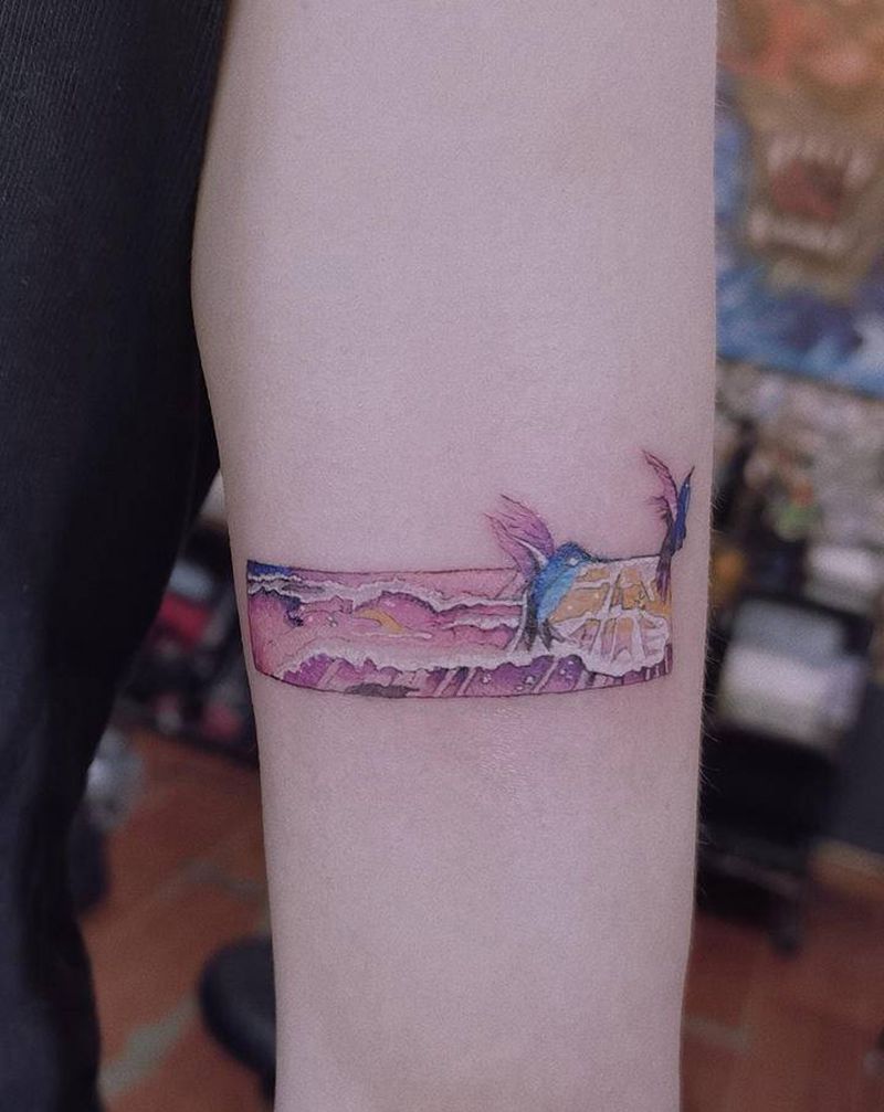 小清新一枚纹身图片_手臂水彩纹身图案