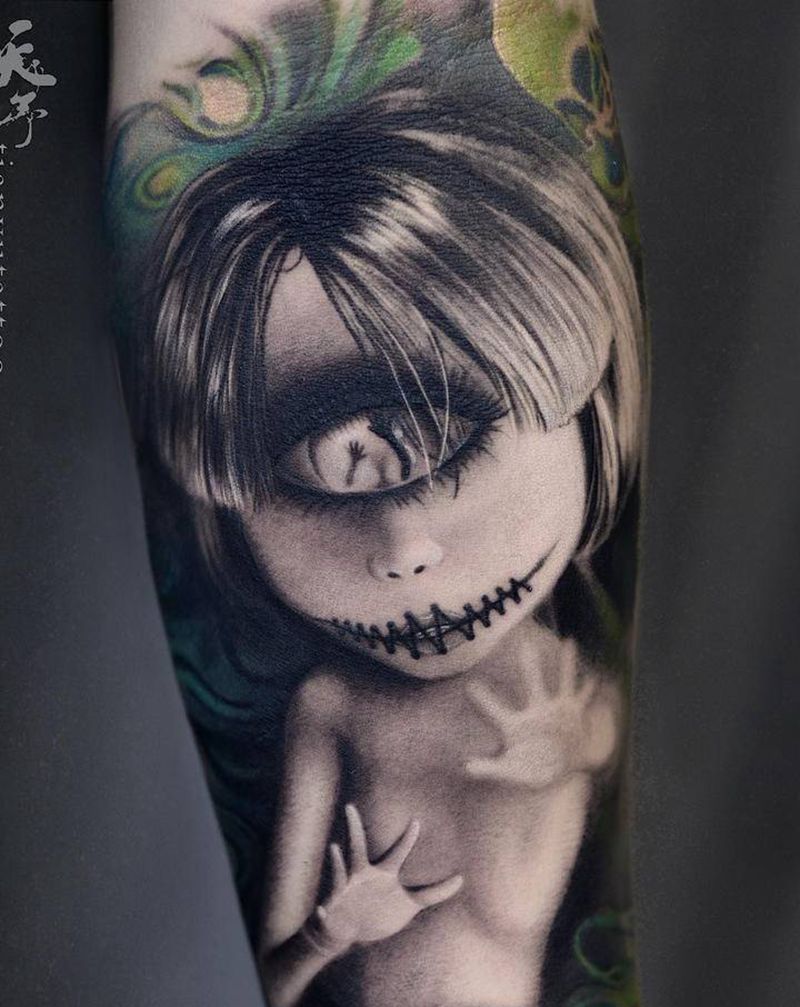 西安天予刺青写实作品纹身图片_手臂欧美写实纹身图案