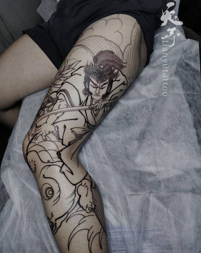 西安天予刺青老传统作品纹身图片_手臂腿部老传统新传统纹身图案