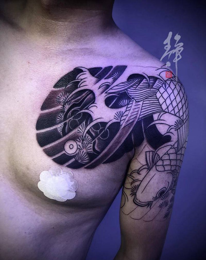 半胛纹身图片_胸部手臂纹身图案