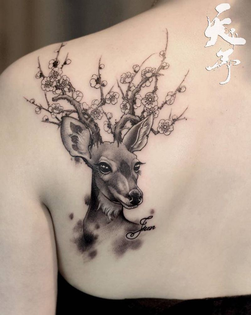 天予刺青纹身作品纹身图片_背部肩部欧美写实纹身图案