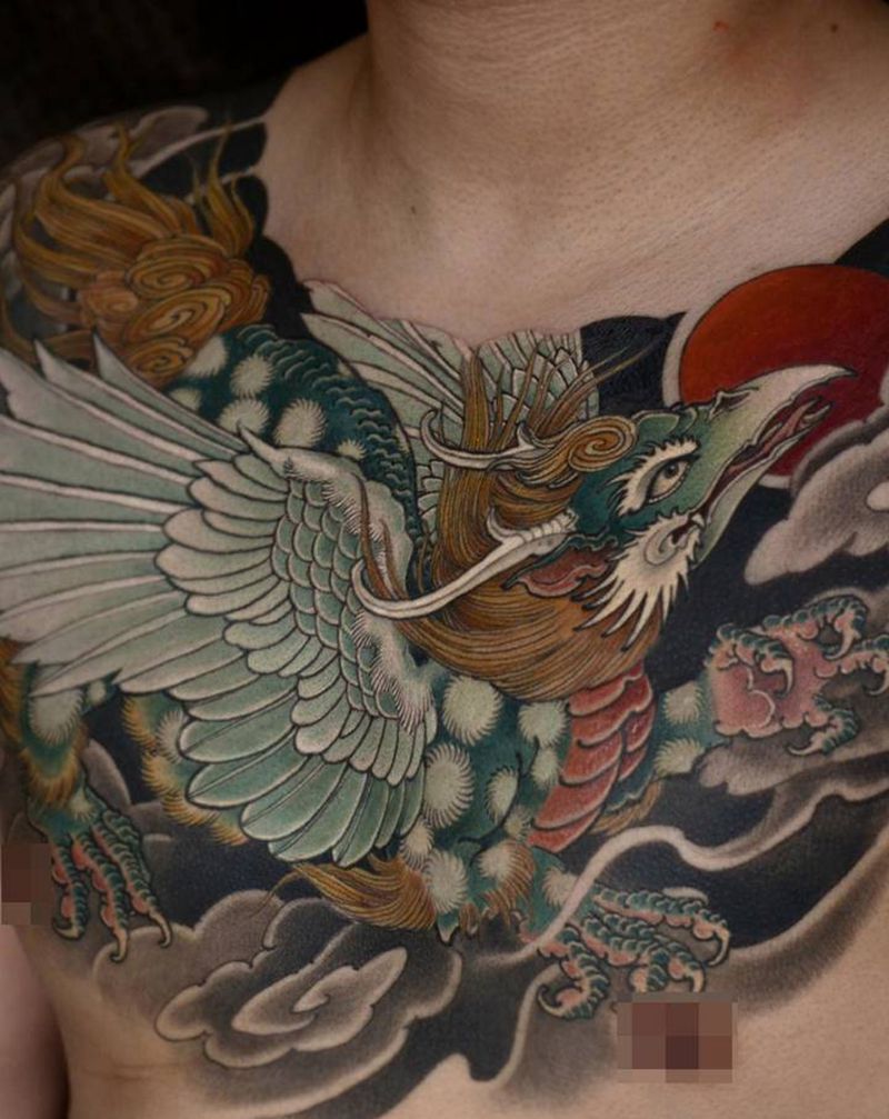 天予刺青传统纹身作品纹身图片_胸部新传统纹身图案