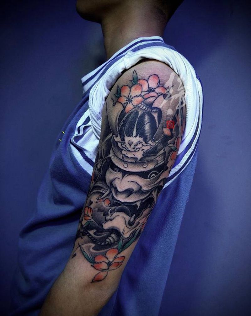 鬼武士纹身图片_手臂纹身图案