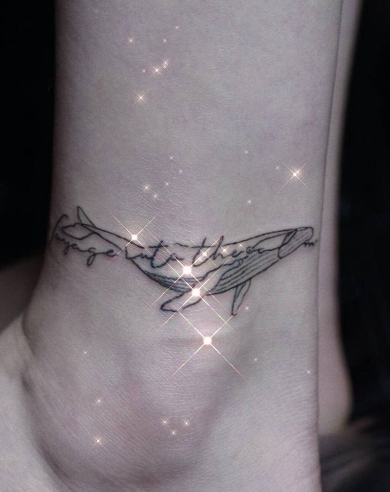 西安天予刺青小清新纹身作品纹身图片_腿部几何纹身图案