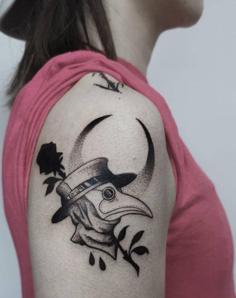 乌鸦纹身图片_点刺纹身图案