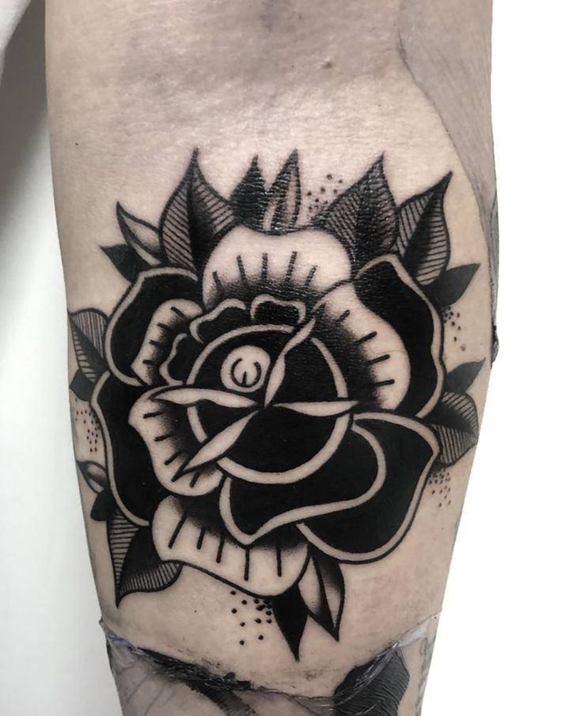 花纹身图片_Old School纹身图案