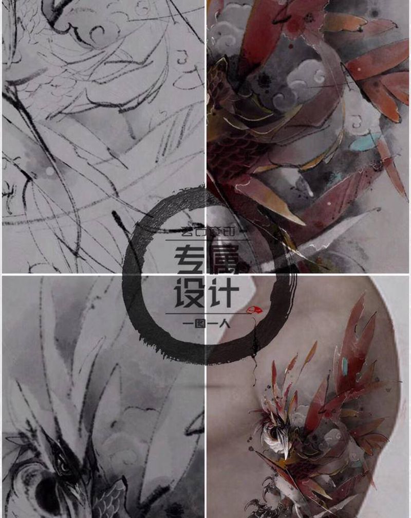 凤凰纹身图片_手臂水墨纹身图案