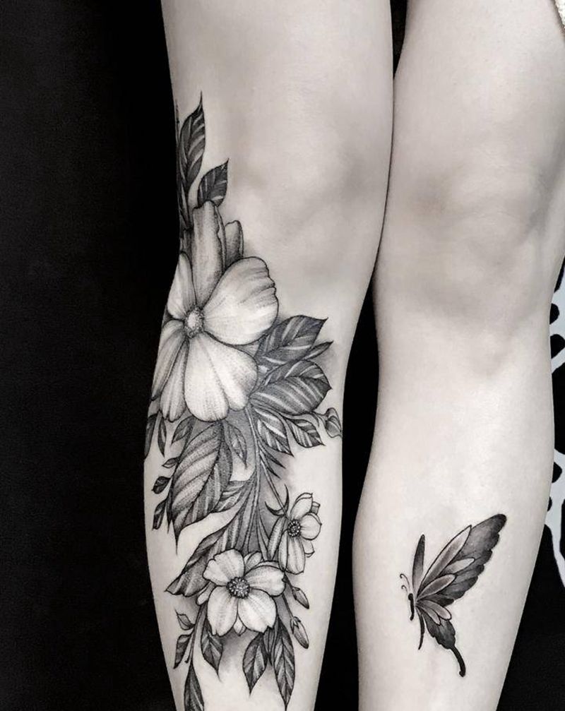 覆盖白癜风疤痕！纹身图片_腿部欧美写实纹身图案