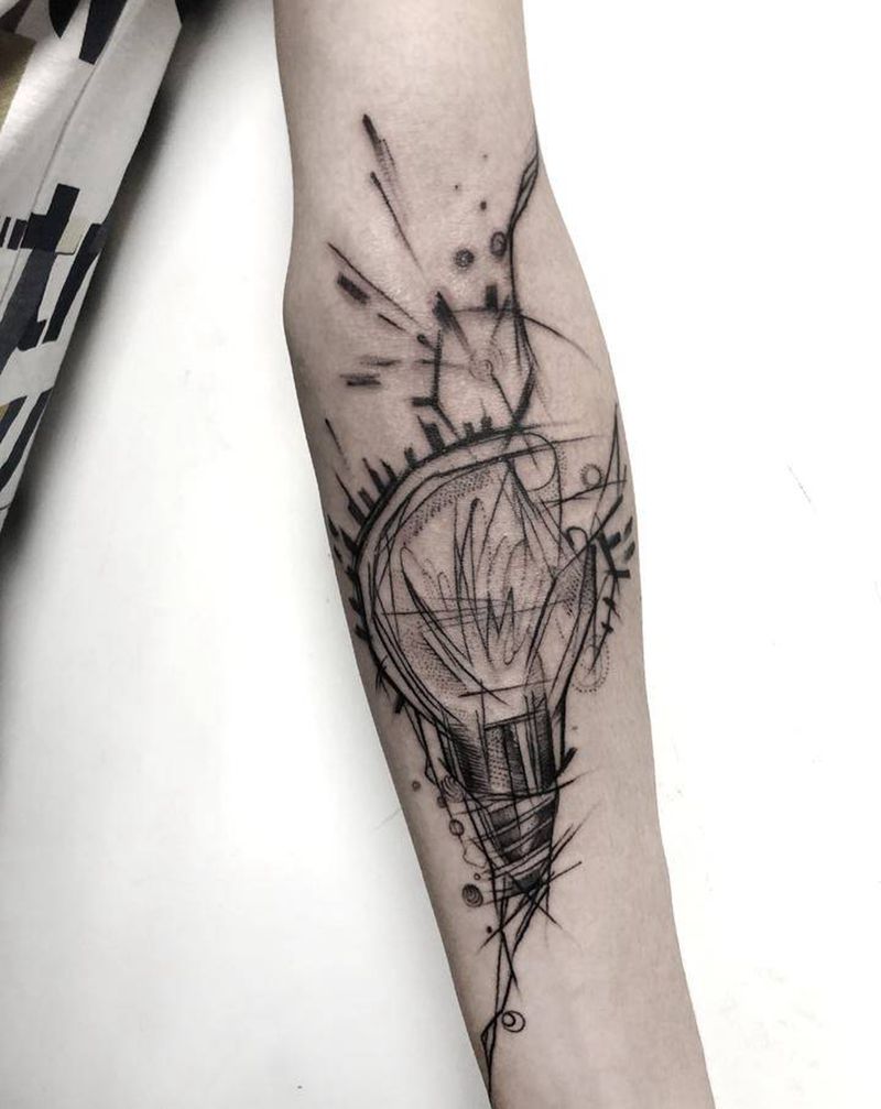 小灯泡纹身图片_手臂几何纹身图案