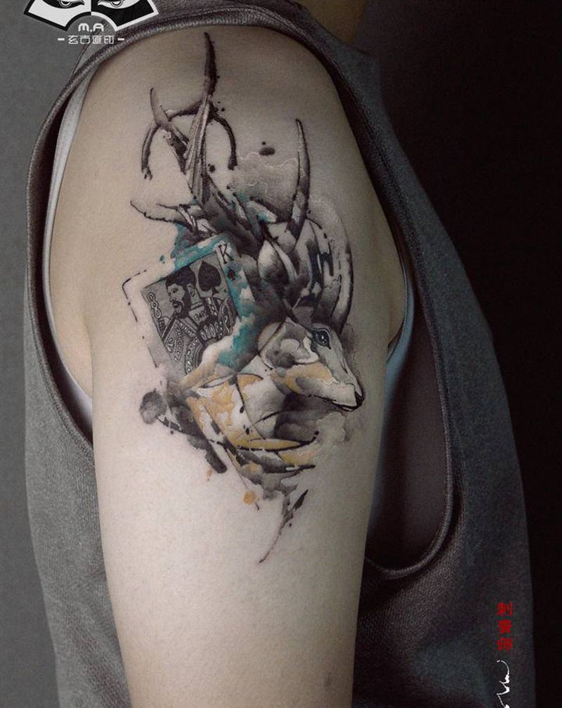 幻纹身图片_手臂水墨纹身图案