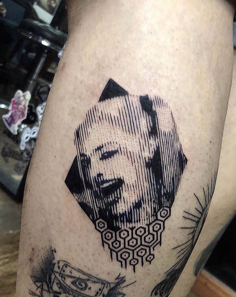 金克斯纹身图片_腿部几何纹身图案