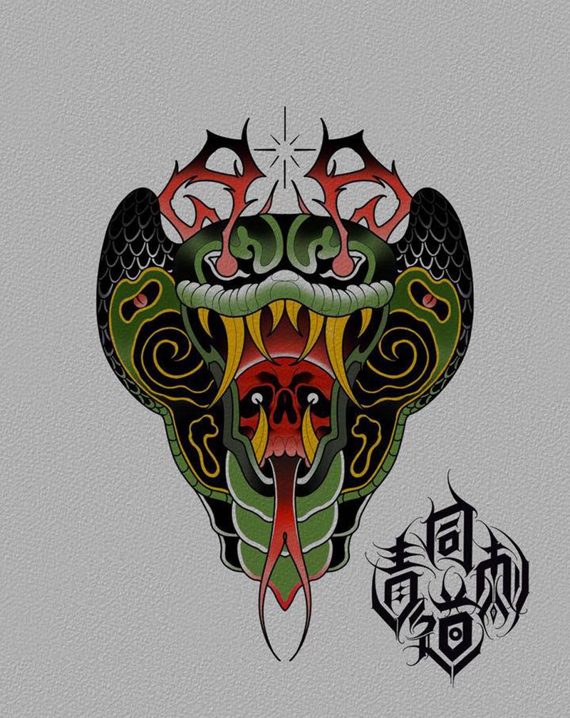 店面手绘原创纹身图片_手臂Old SchoolNew School纹身图案