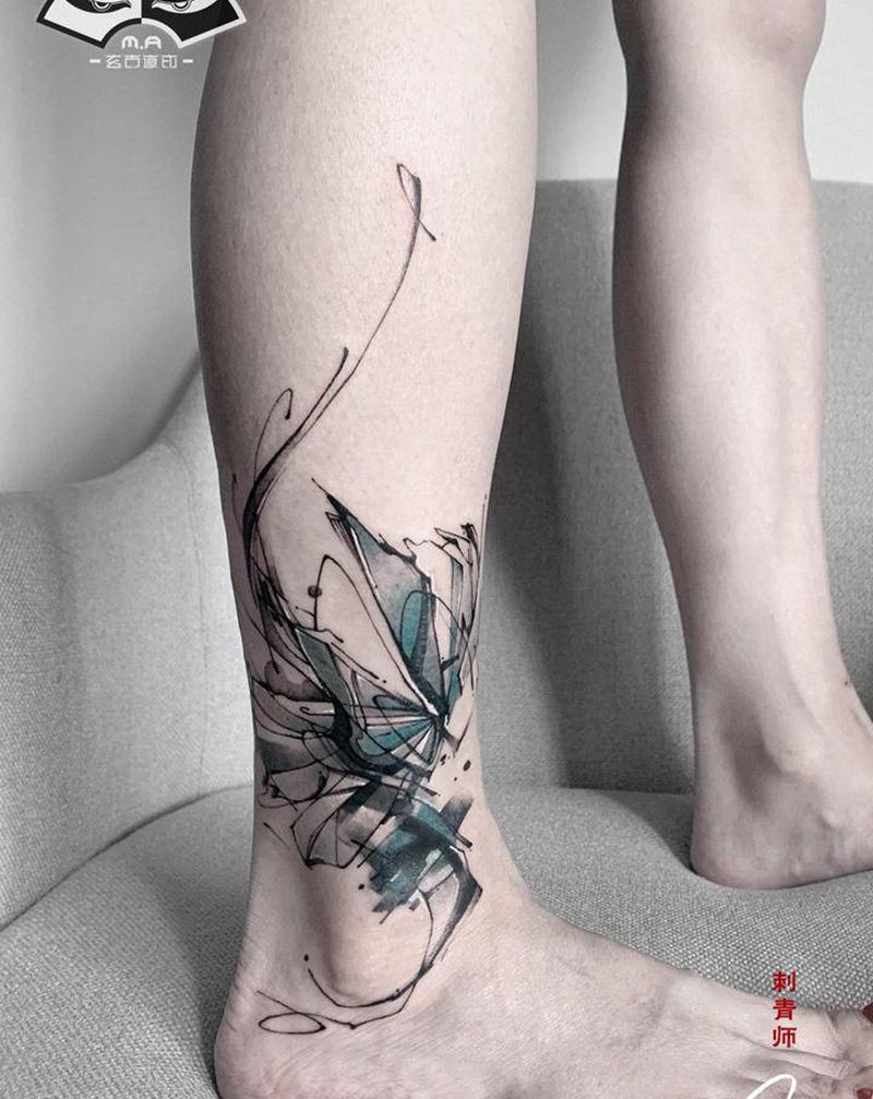 破茧纹身图片_手臂水彩新传统纹身图案