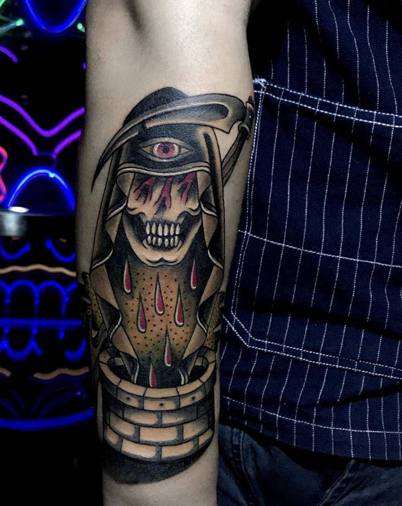 死神纹身图片_手臂Old SchoolNew School纹身图案