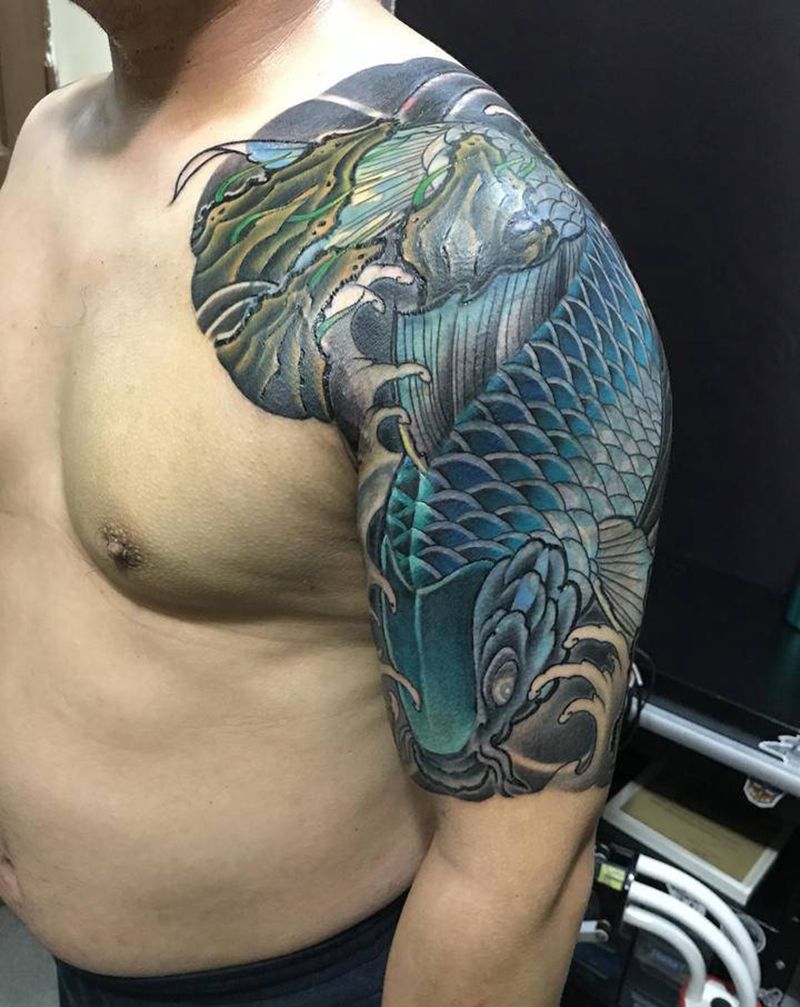 修改覆盖陈旧纹身纹身图片_手臂新传统水彩修改纹身图案