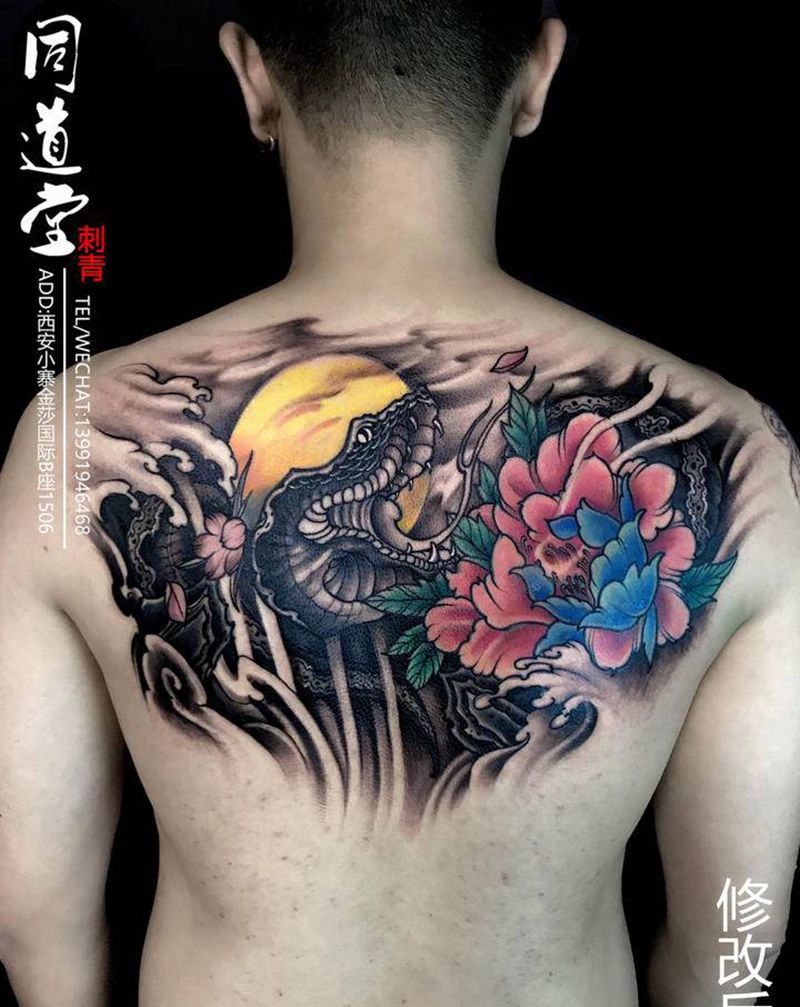 升级改造老纹身纹身图片_背部新传统老传统纹身图案