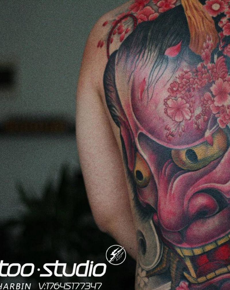 日式-赤般若纹身图片_背部新传统老传统般若纹身图案