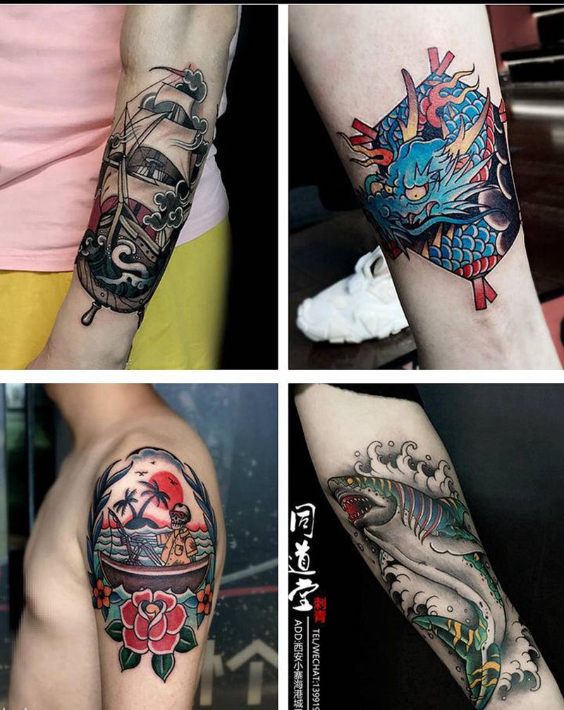 本店小纹身作品纹身图片_手臂Old SchoolNew School纹身图案