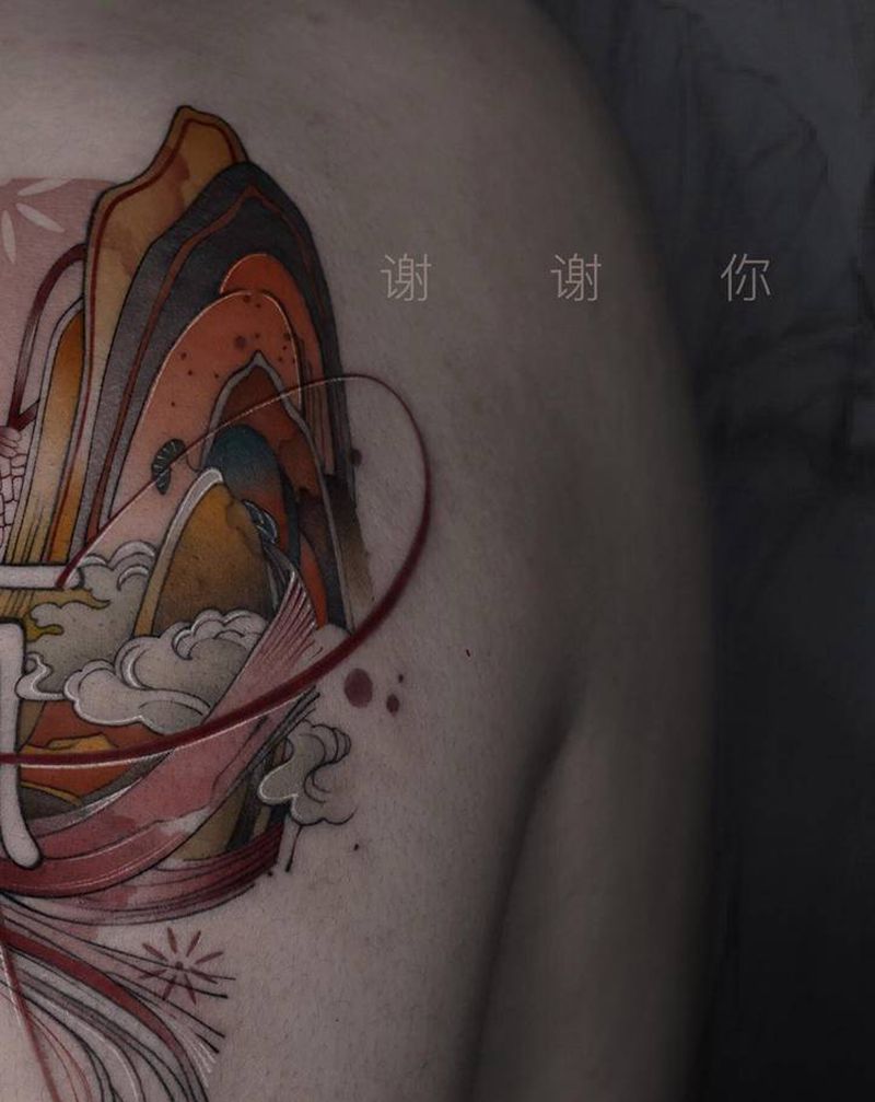 Tanks，Dad……纹身图片_手臂水墨父爱纹身图案