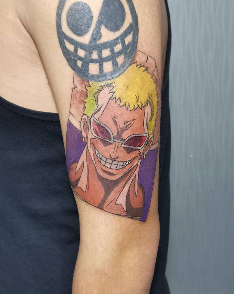 海贼王 多弗朗明戈纹身图片_肩部New School纹身图案