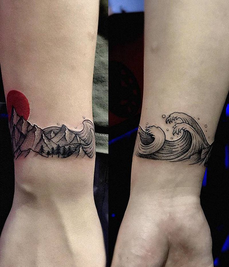 原创手环纹身图片_点刺水彩纹身图案