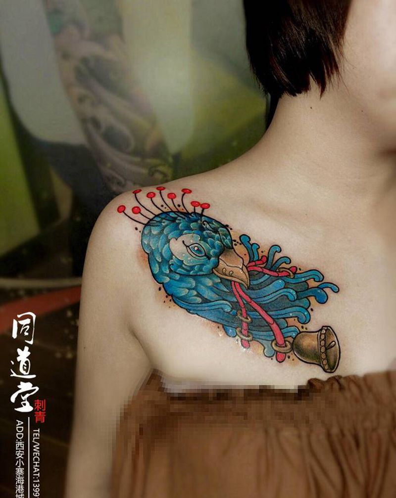 遮盖老纹身纹身图片_胸部Old SchoolNew School纹身图案