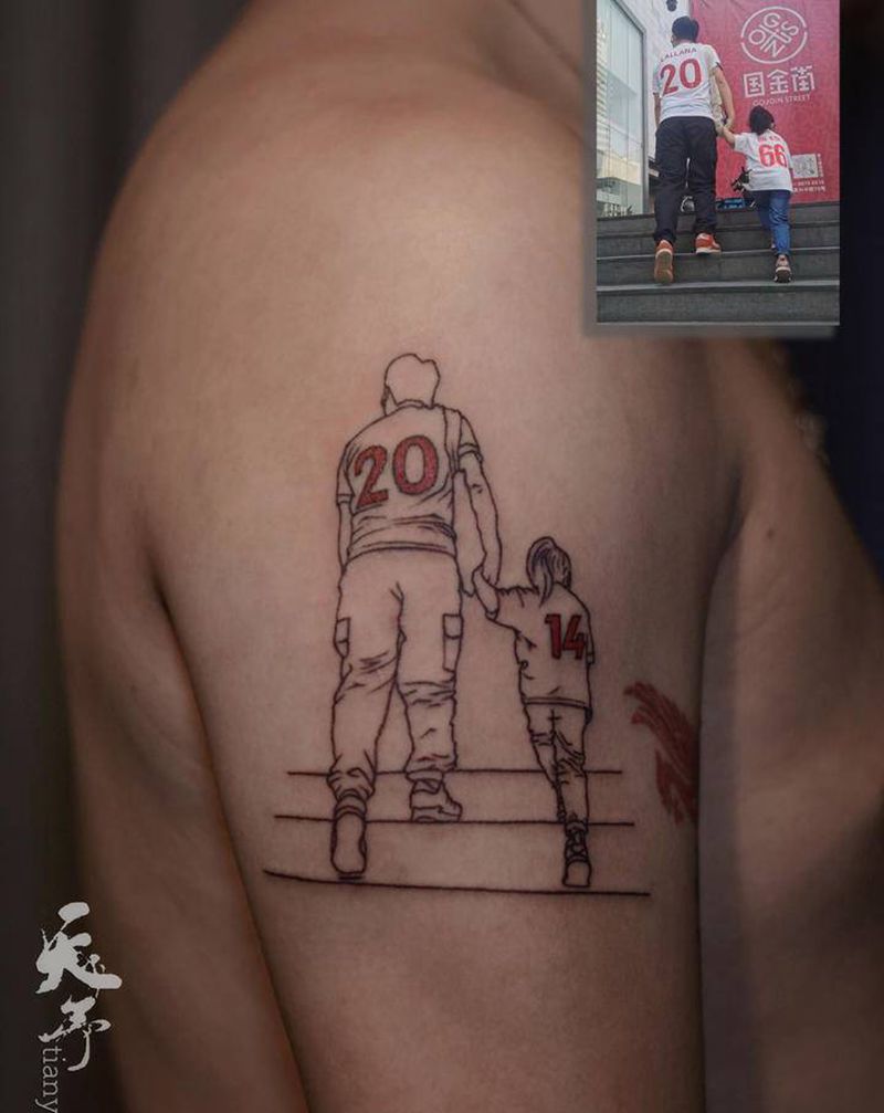 ❤️简约线条中包含了对家人的爱纹身图片_手臂几何图腾纹身图案