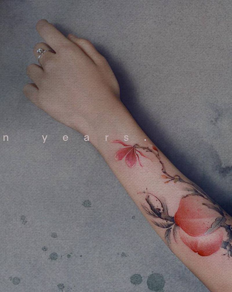 【十一年】非原创纹身图片_手臂水墨纹身图案