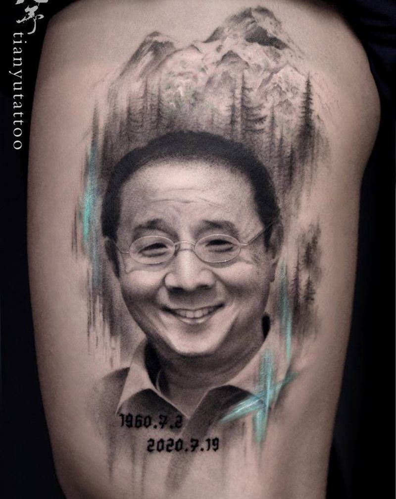 写实人物肖像纹身图片_腿部欧美写实纹身图案