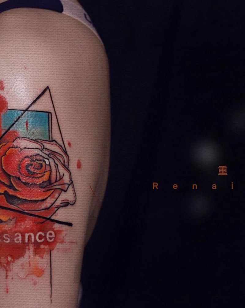 【重生】纹身图片_手臂水彩纹身图案