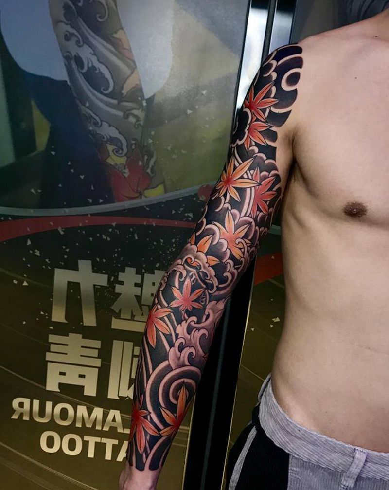 日式传统纹身图片_手臂老传统纹身图案