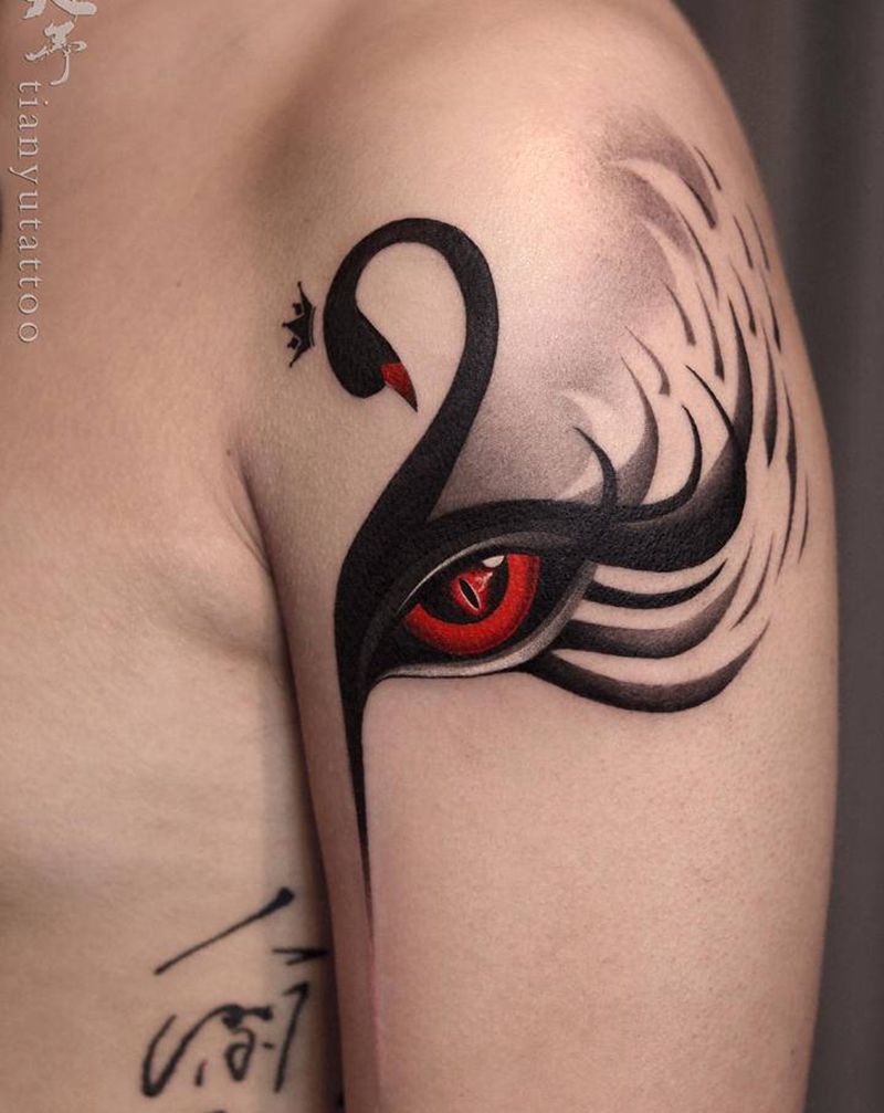 BLACK SWAN纹身图片_手臂图腾几何纹身图案