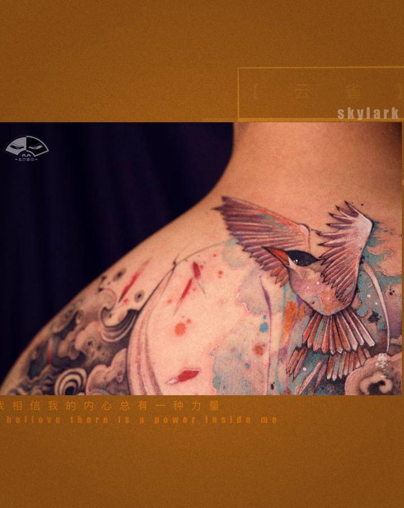 【云雀】纹身图片_背部纹身图案