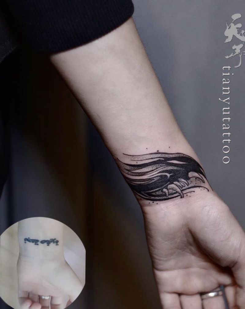 遮盖字母纹身图片_图腾几何纹身图案