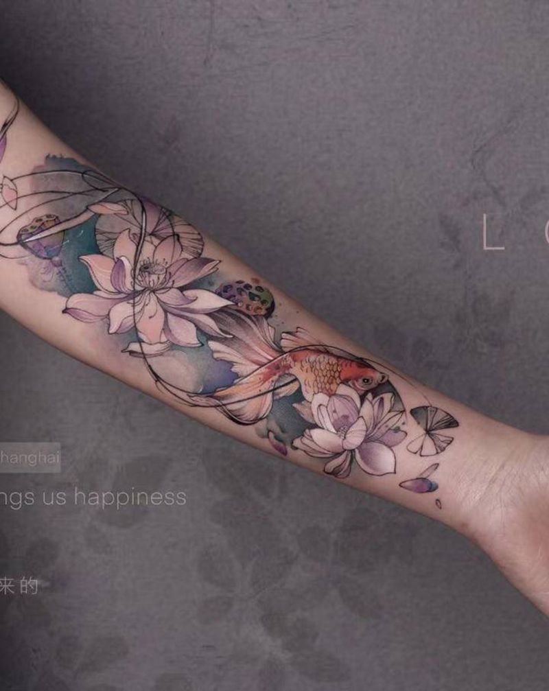 《看不见的水》竣工-8.5小时纹身图片_手臂水彩水墨纹身图案