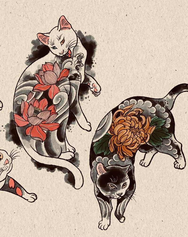 一家四口纹身图片_手臂腿部新传统纹身图案