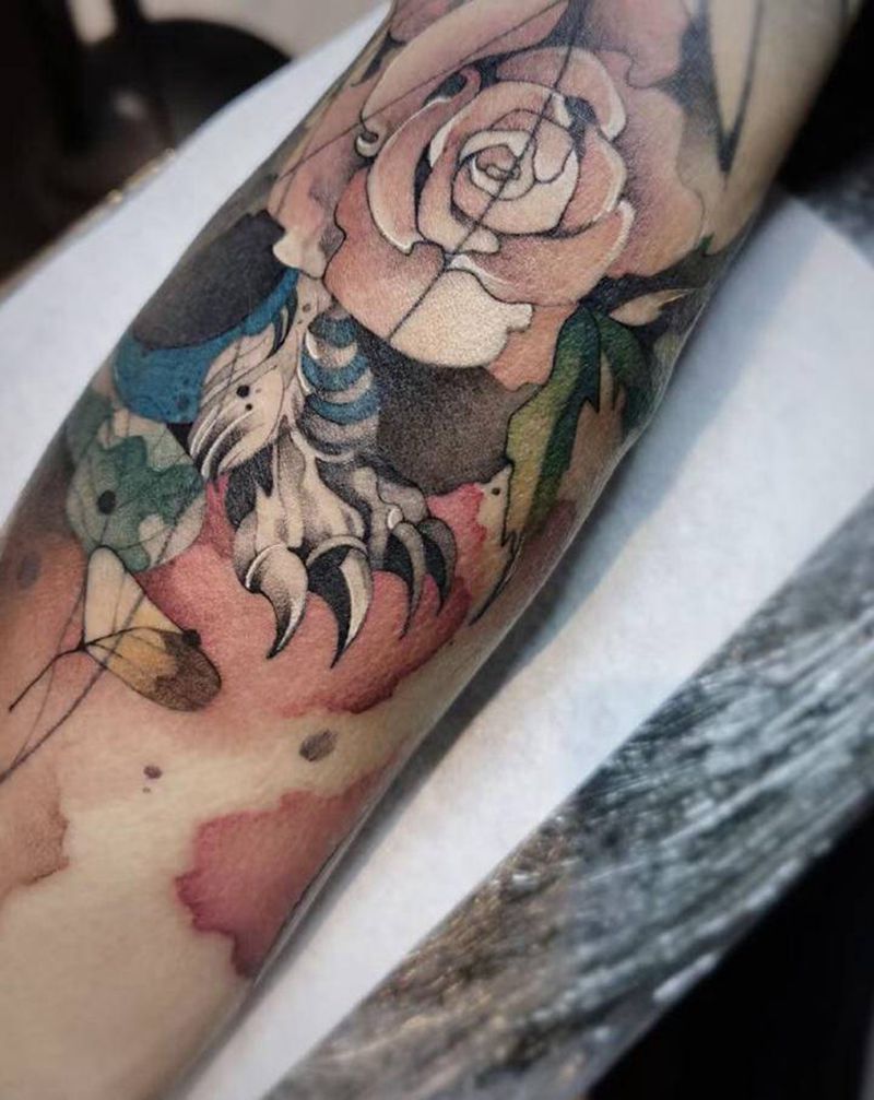 墨纹身图片_手臂水彩水墨纹身图案