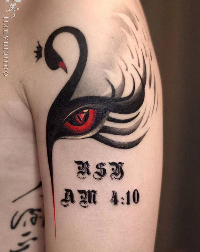 黑天鹅纹身图片_手臂New School纹身图案