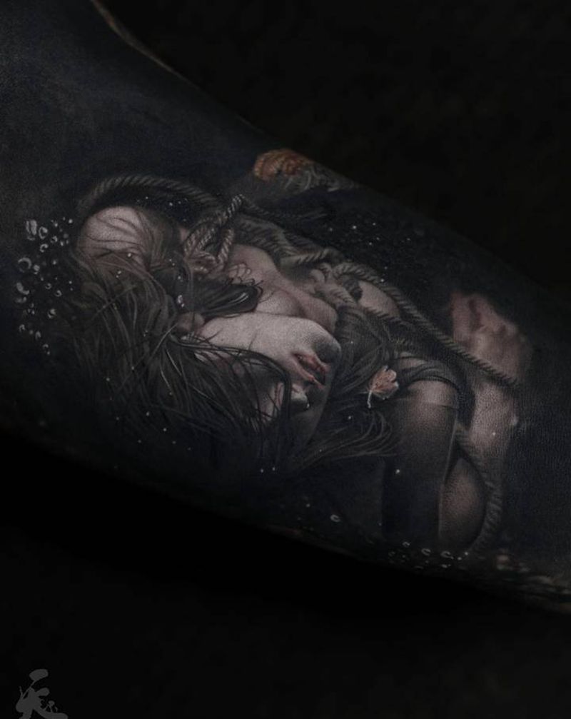 西安纹身|天予刺青|写实作品纹身图片_手臂欧美写实纹身图案