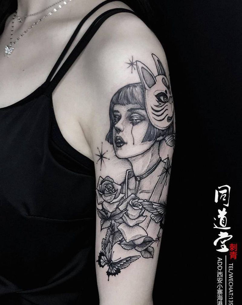 小纹身纹身图片_手臂New School点刺纹身图案