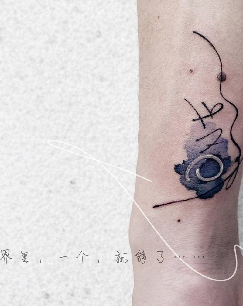 one纹身图片_手臂水墨水彩纹身图案