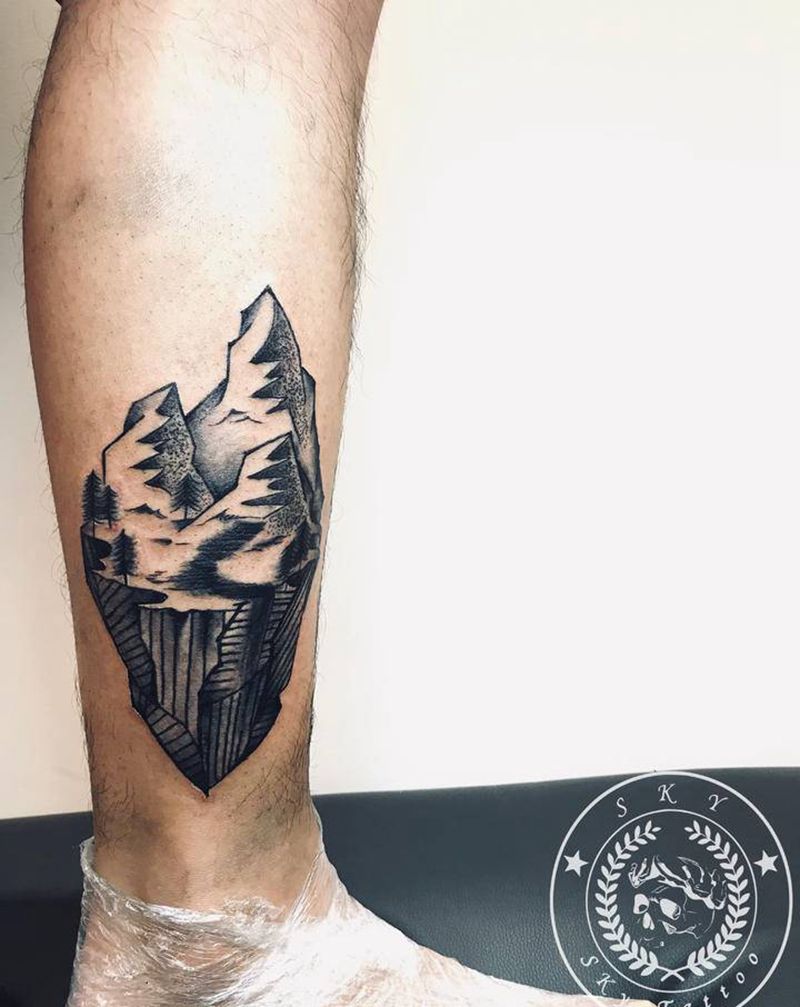 山岳纹身图片_几何纹身图案