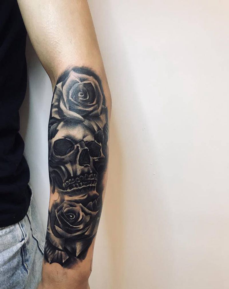 骷髅纹身图片_欧美写实纹身图案