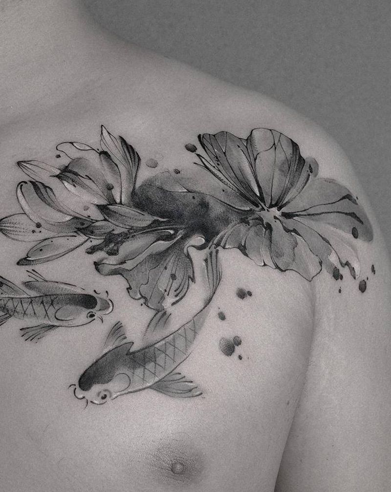 是什么就是什么纹身图片_胸部水墨纹身图案