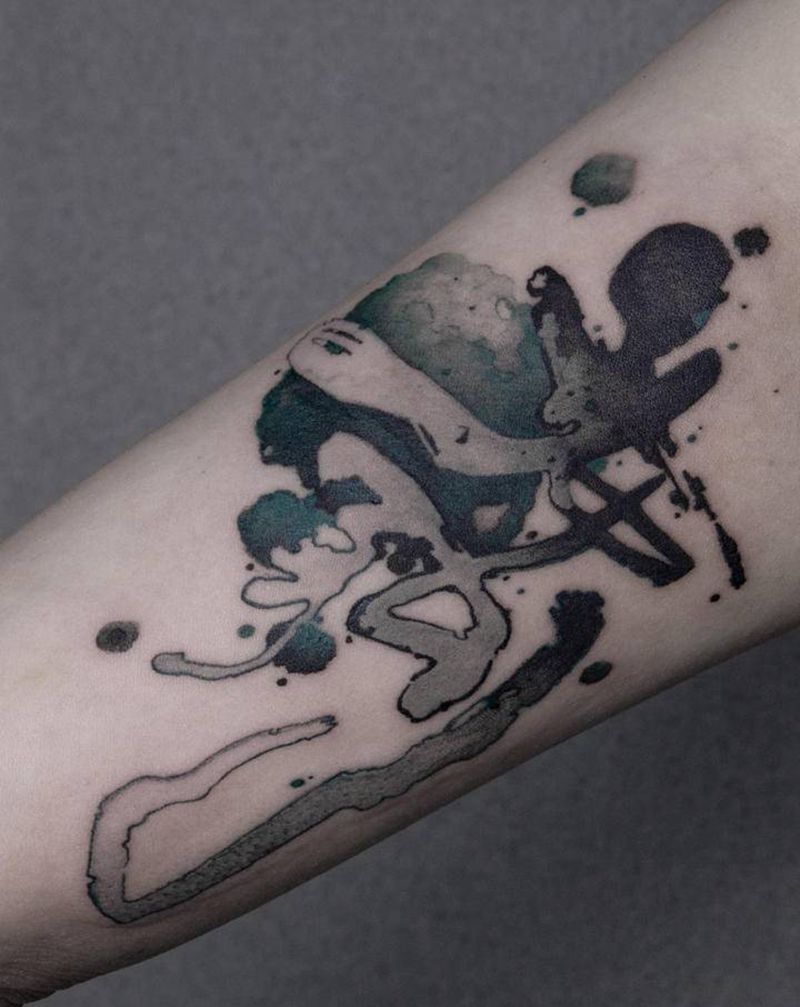 《蒙禹》纹身图片_手臂水墨新传统汉字书法纹身图案