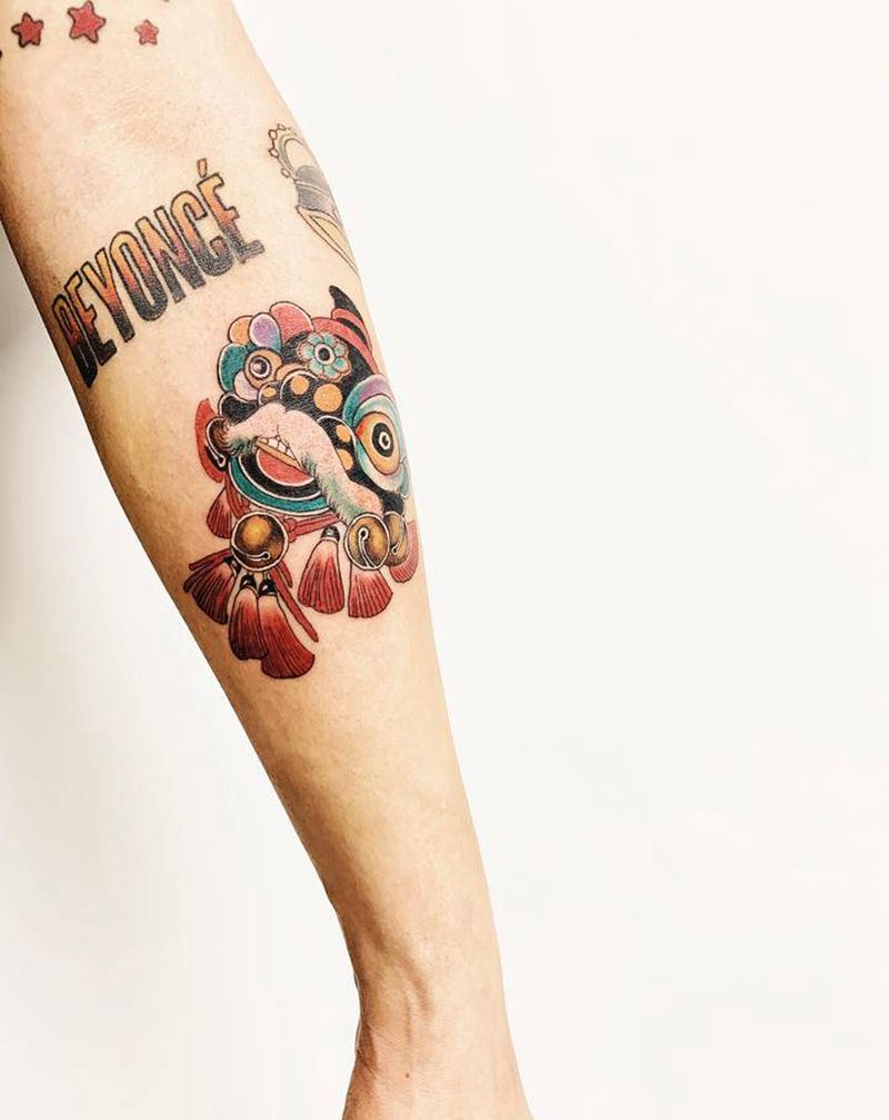 福狮纹身图片_New School纹身图案