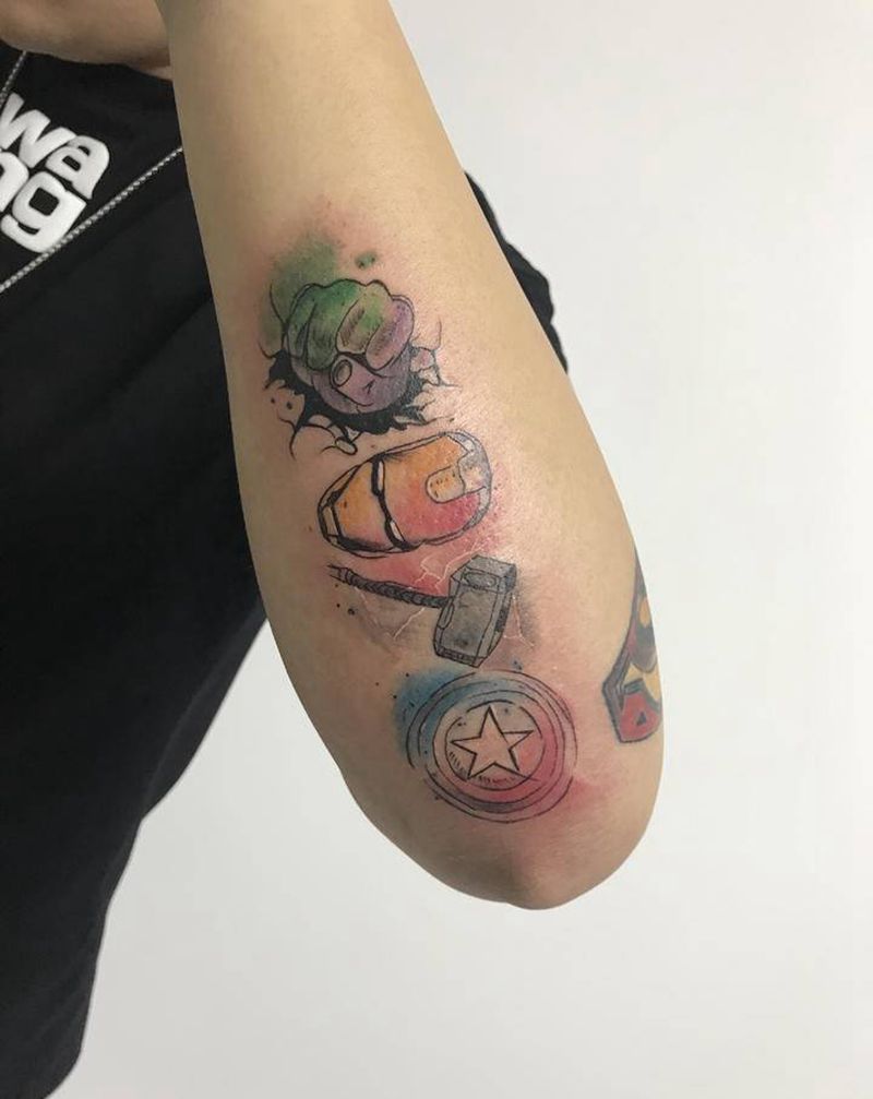 漫威纹身图片_水彩纹身图案