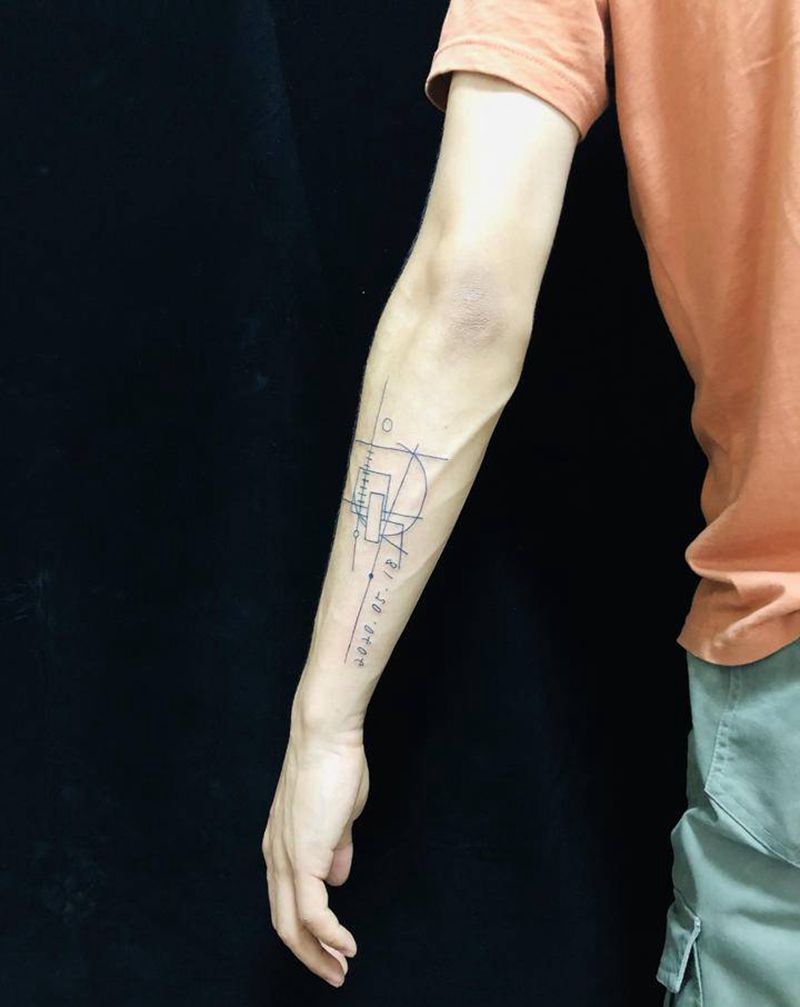 几何图形纹身图片_手臂新传统纹身图案